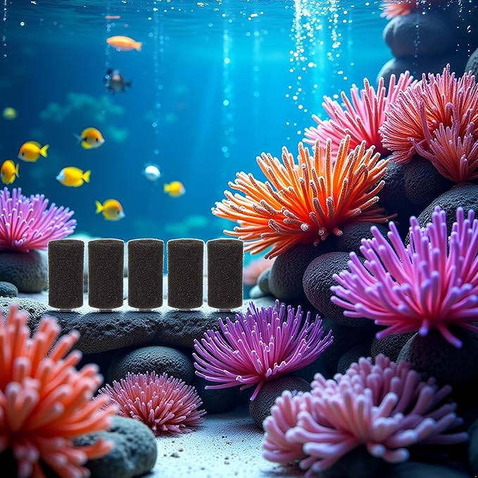 5Pcs Black Aquarium Filter Sponges,Aquarium Pre-Filter Sponges Filter Intake Sponge Strainer Foam Guard Cover for Freshwater and Saltwater Fish Tank, Aquarium Pumps and Filters