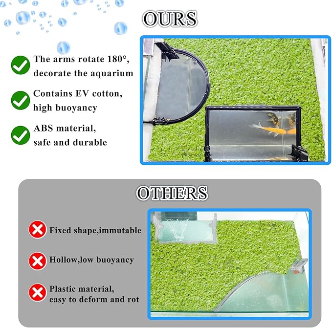 Pryitier Aquarium Floating Plant Barrier, Floating Plant Corral Self Adjusts to Water Level Fish Tank Fence Keeps the Floaters Away from the Filter