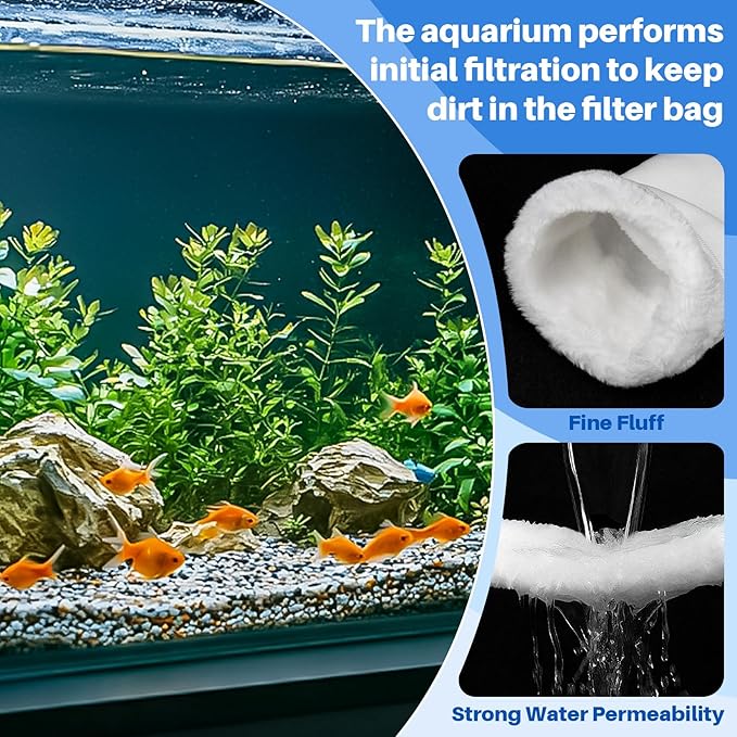 MAQIHAN 5PCS Aquarium Filter Socks - Aquarium Socks 5.9 x 10.6in Filter Bags Filter Media for Saltwater Fish Tank, Aquarium, Ponds, Garden, Saltwater, Fershwater, Plant, Trutle