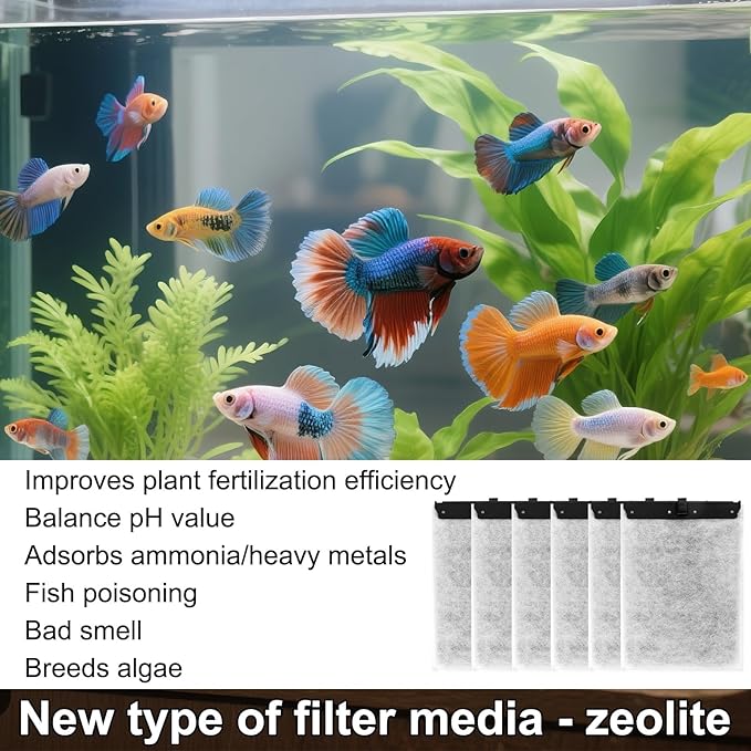 Penitue 6pcs Large Filter Cartridges Compatible with Whisper Bio-Bag Filters, Aquarium Tank Fish Filter Replacements Supplies Stuff for Whisper Filters 20i/40i IQ20/30 PF20/30/40/60 & Reptofilter