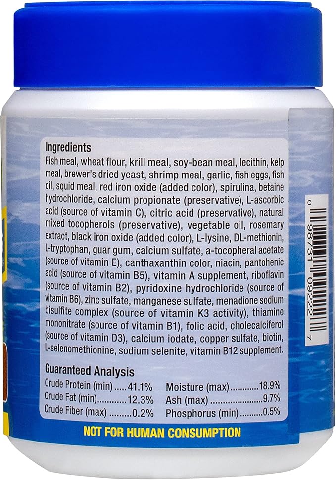 Ocean Nutrition Fish Food - Tropical Fish Food, Soft Moist Sinking Pellets, High Protein(41%) Guppy Fish Food, Fish Food Flakes Alternative, 7 oz (200 g), Small Pellet