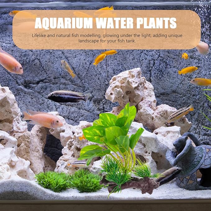NOLITOY Aquarium Decorations Fish Tank Artificial Plastic Plants, 5.51 Inch Green Fish Tank Decorations Plants for Aquarium