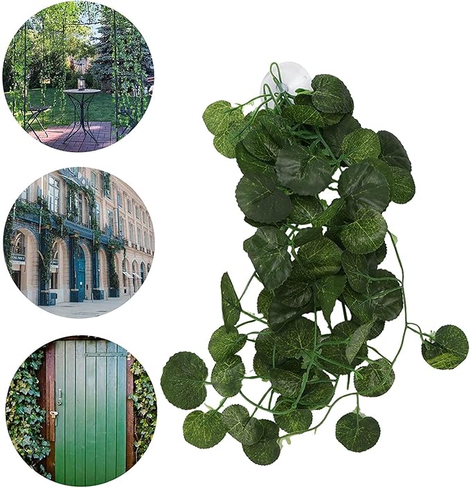 Pssopp Lifelike Plant Decorative Hanging Silk Terrarium Plant with Suction Cup for for Reptile Rainforest Box Aquarium Landscape(NFF‑83)