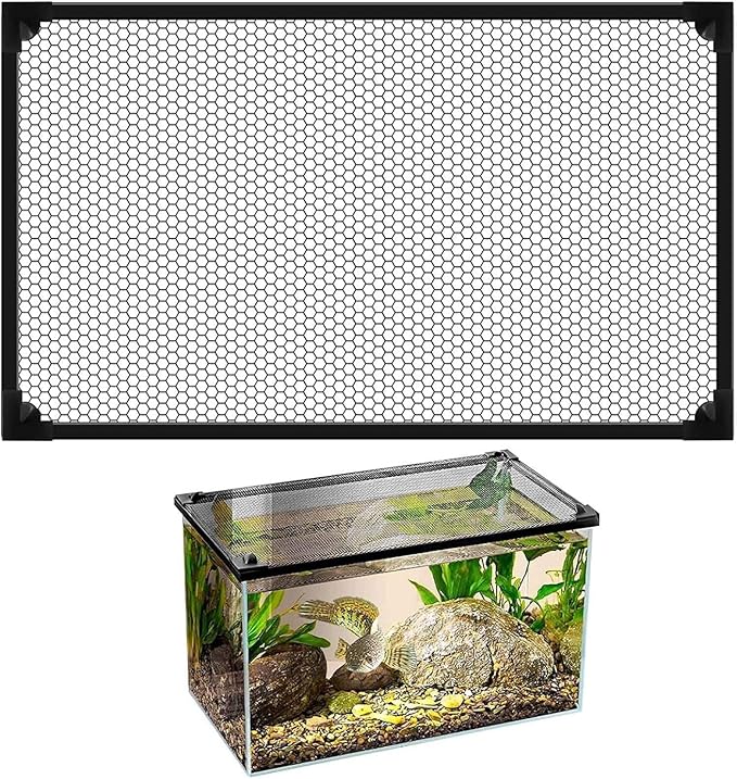 Mesh Terrarium Lid Aquarium Hood, DIY Fish Tank Top Cover/Anti-Jumping Net with Magnetic Edges Cut to Size(50x35CM/19.69x13.78in)