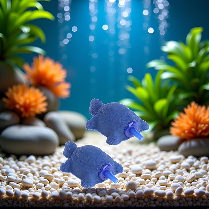 2Pcs Blue Turtle Aquarium Bubble Air Stone Diffuser Fish Tank Aerator Oxygen Pump Ornament Decor Aquarium Air Pump Accessories