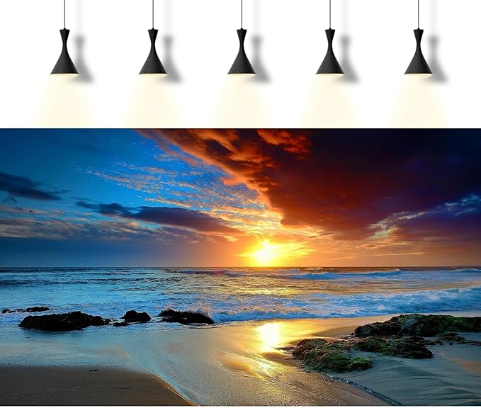 Sunset Beach Aquarium Background Sunrise Ocean Seashore Fish Tank Background Ocean Seascape Terrarium Backgrounds Amazing Sunrise Over Seacoast Sand Ocean Waves Reptile Tank Backgrounds 24x16in