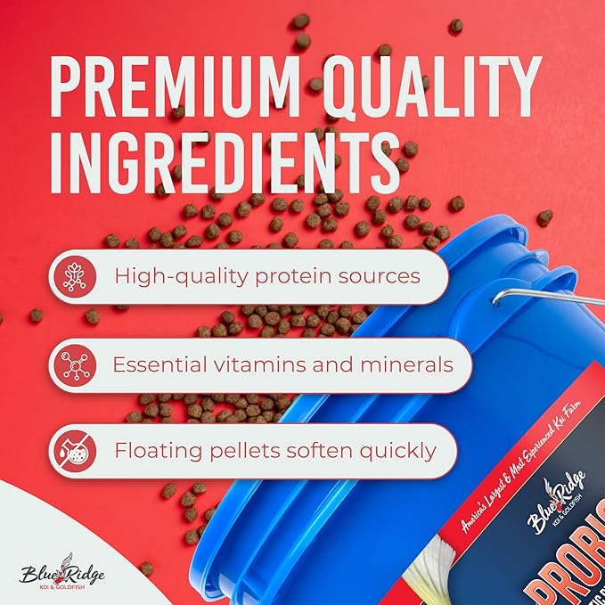 Blue Ridge Fish Food 14lb, Probiotic Plus 3/16" Floating Pellet, Koi Goldfish Food