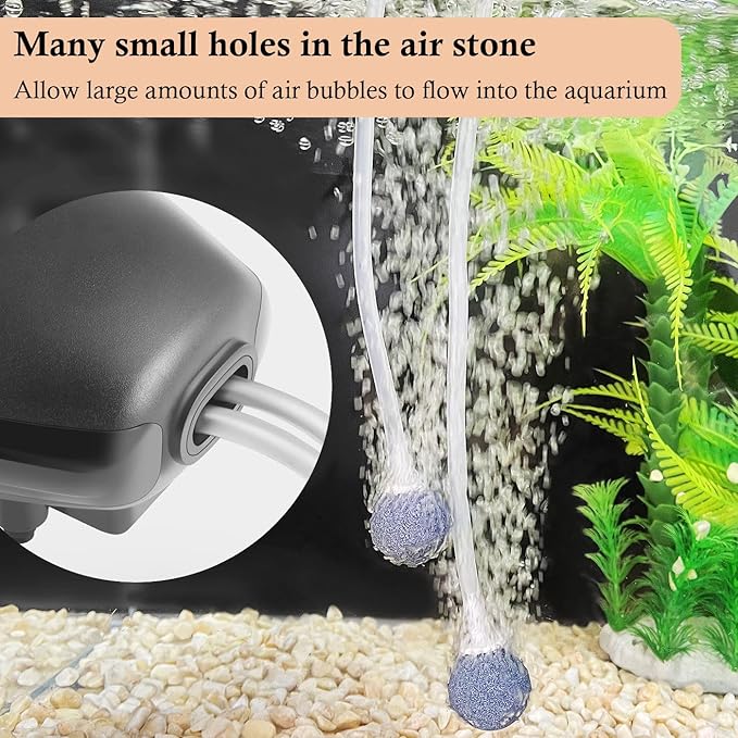 HITOP Aquarium Air Pump Accessories Kit: Standard 3/16" Air Tubing, Check Valves, Air Stones, Suction Cups, Regulating Valves, Connector, Suitable for Common Fish Tank Air Pumps