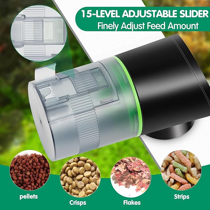 Ycozy Automatic Fish Feeder Rechargeable with USB Cable Moisture-Proof Intelligent Electric Fish/Turtle Feeder for Aquarium & Fish Tank (Rechargeable EVS)