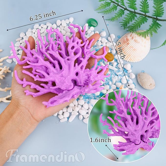 Framendino, 4 Pack Artificial Aquarium Coral Decor Plastic Faux Reef Decorative Cute Fish Tank Decorations