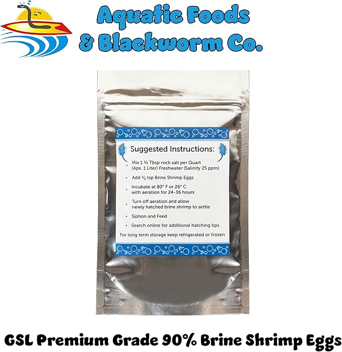 Brine Shrimp Eggs Premium Grade 90% Hatch Rate, Great Salt Lake Artemia Brine Shrimp Eggs. - 25 Grams - .88oz