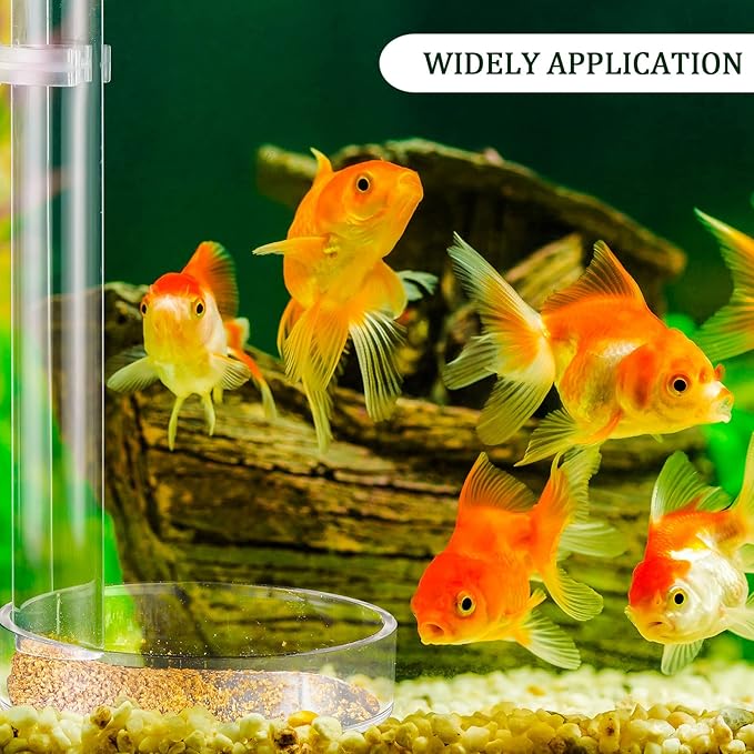 Potchen 12 Pieces Shrimp Feeder Set 4 Acrylic Tubes & 8 Dishes, Clear Crystal Glass Bowl, Fish Tank Feeding Supplies for Shrimp & Betta, 2 Sizes
