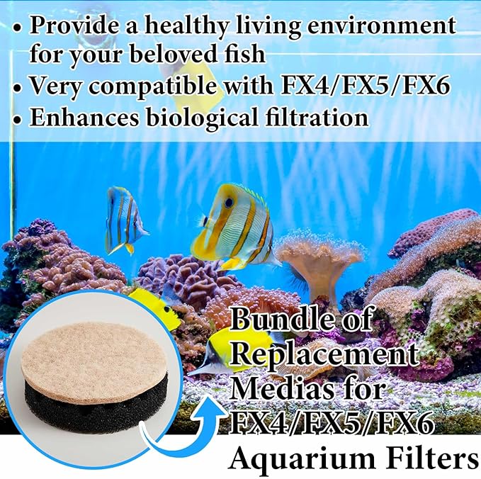 Threlaco 28 Pcs Aquarium Media Kit Compatible with Fluval Fx4/ Fx5/ Fx6 Filter, Carbon Foam Pad, Ammonia Remover Pads, Activated Carbon, Foam Block, Silicone Lube, Towels, Ceramic Ring, Mesh Bag