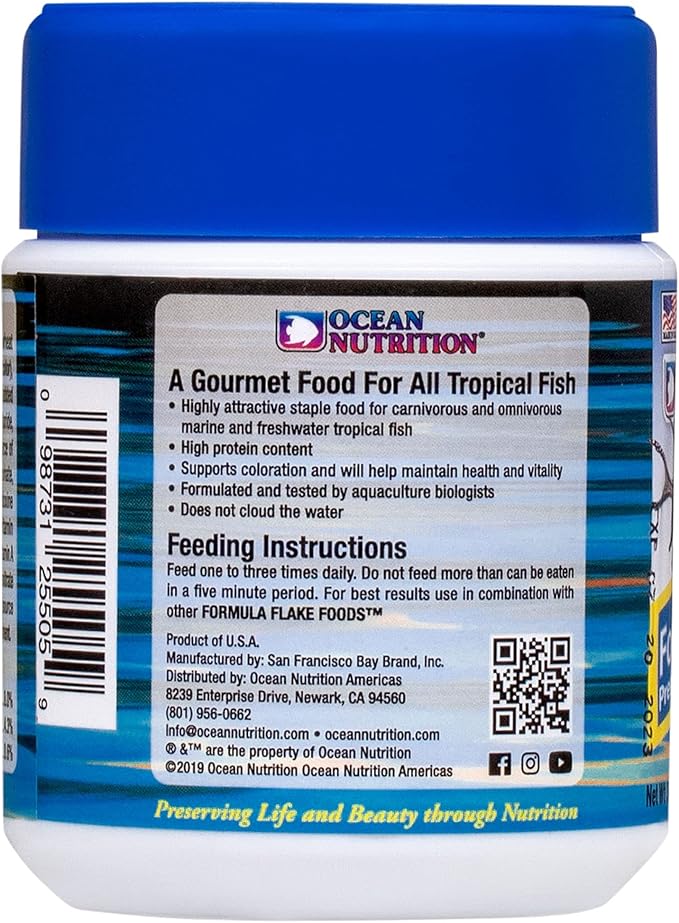 Ocean Nutrition Formula One Flake Fish Food - Natural Ingredient Fish Food Flakes for All Saltwater Tropical Fish - Supports Health & Coloration, Does Not Cloud Water, Made in USA, 1.2 oz (34 g)