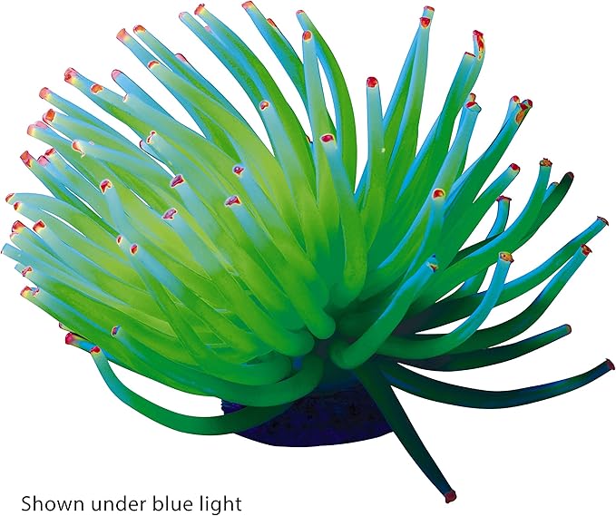 GloFish Yellow Anemone Ornament, Detailed Aquarium Ornament, Creates A Glowing Effect