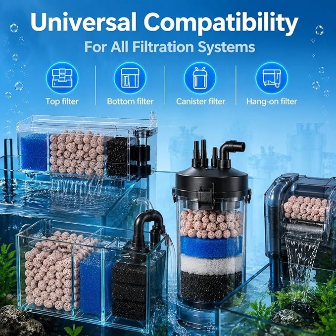 Sukh 30oz Ceramic Bio Balls - 4 Bags Fish Tank Sphere Filter Media Nano-Tech Bio-Spheres Bio Media for Aquarium,Fish Tank Sump,Pond,Freshwater,Canister Filter and Koi Ponds