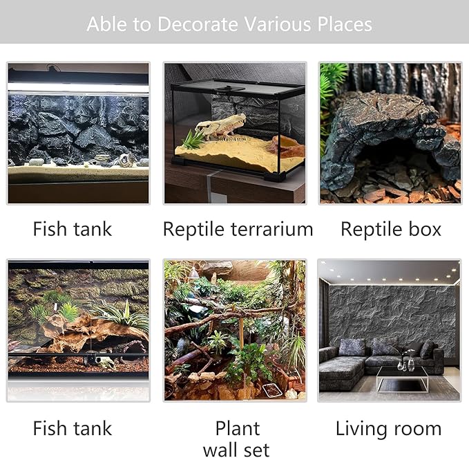 4pcs Rock Terrarium Background,3D Reptile Tank Background Board,Amphibian Stereo Backdrop Wall,Lizard Snake Gecko Spider Chameleon Turtle Fish pet silo Background Decorative Panel