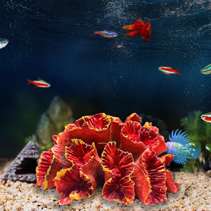 Besimple Aquarium Coral Ornaments Decor Fish Tank Plants Decoration for Aquarium Landscape,Red