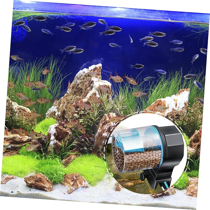 1set Automatic Fish Feeder for Aquariums Feeding Port Easy Design for and Turtles Aquarium Decor Convenient Pet Feeding