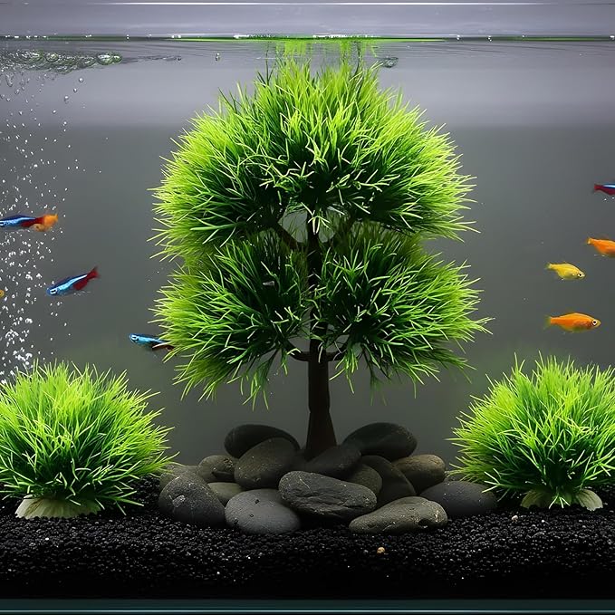 2PCS Large Guppy Grass for Tank Decorations, 6 Inch Artificial Aquarium Plants Decorations for Fish Tank, Green Fish Tanks Plants Ornament
