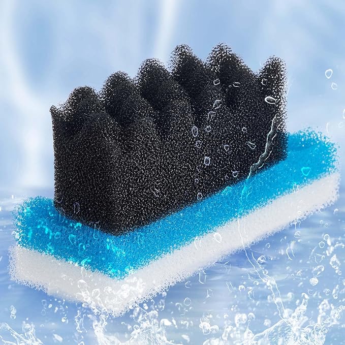 Threlaco 18 Pcs Aquarium Filters Bio Sponge Sets Compatible with Fluval 206/207 Aquarium Filters Including Blue White Black Biological Sponge for Replacement Filter Media Kit