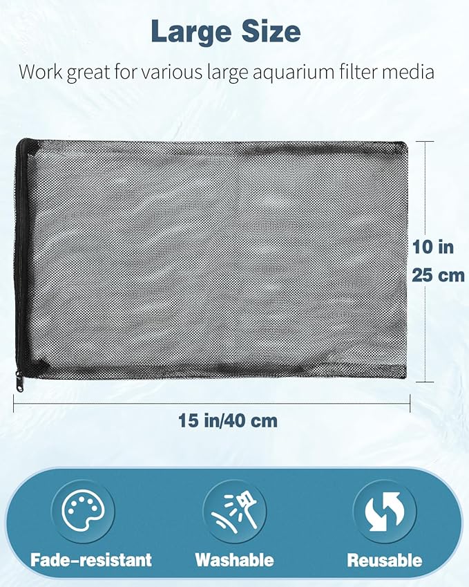 Pawfly 8 Pack Aquarium Filter Media Bags, Fine Mesh Filter Bag with Plastic Zipper Aquarium Media Bag for Activated Carbon, Bio Filter Balls and Filter Stones (15" x 10")
