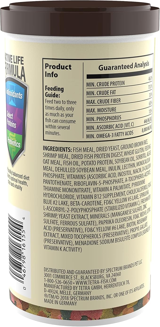 Tetra 16155 Min Large Tropical Flakes For Top/Mid Feeders, 5.65-Ounce