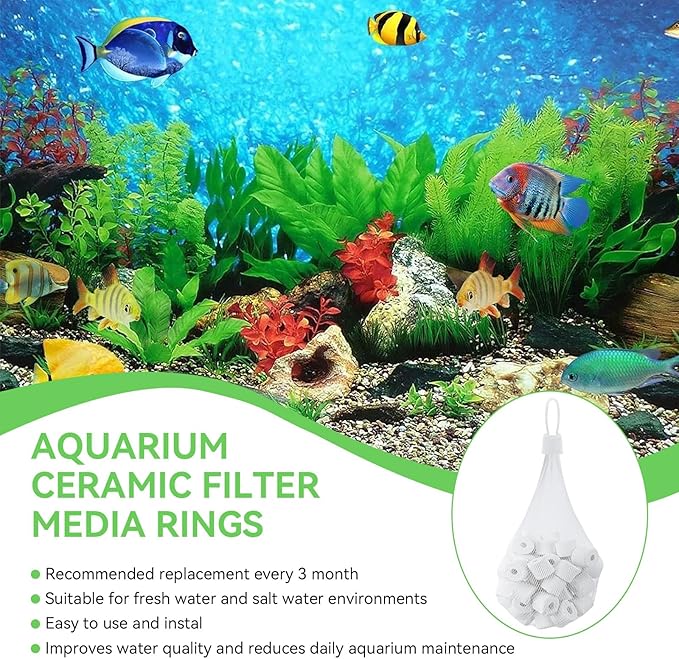 500g Bio-max Biological Material Remover Replacement for Fluval Canister Filter, Biological Filter Media for Freshwater/Saltwater Aquariums, Bio Media Ceramic Rings Filter Media for Pond, Fish Tank