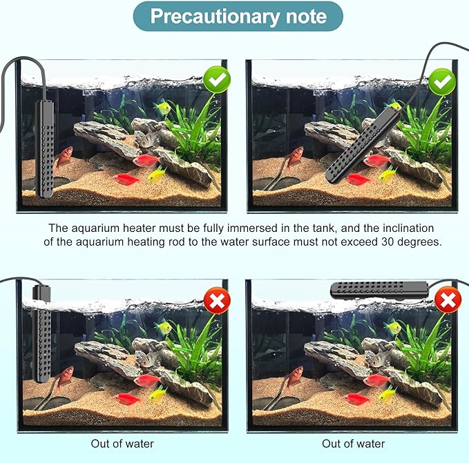 500W Aquarium Heater for 70-120 Gallon with Auto Shut-Off When Leaving Water—Submersible Fish Tank Heater, Dry-Burn & Overheat Protection, Explosion-Proof, Freshwater Saltwater Large Tank