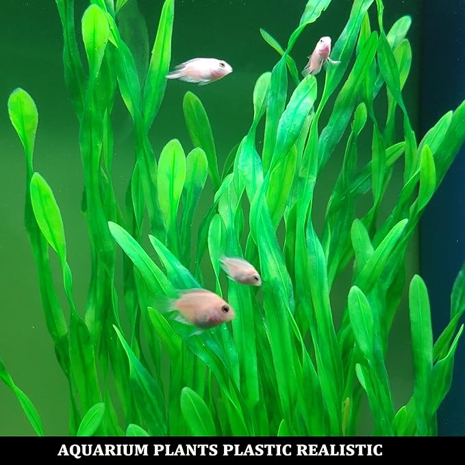 Artificial Aquarium Plants 23.6-26in, Extra Tall Fish Tank Plants for Large Tanks, Plastic Fish Tank Plant 2 Pack, Fake Aquarium Plant, Tall Decorations for Freshwater Aquariums(Green)