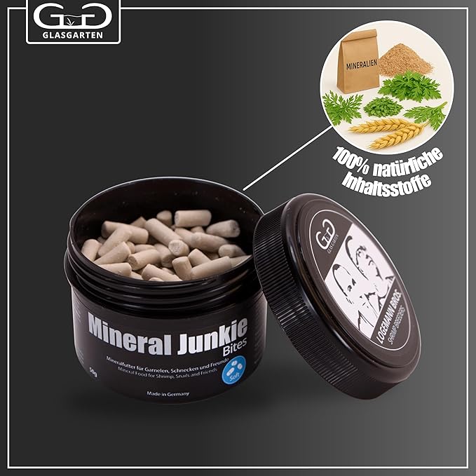 GlasGarten Mineral Junkie Bites (Sticks) for Shrimps, Crayfish, Crabs, Snails (50g)