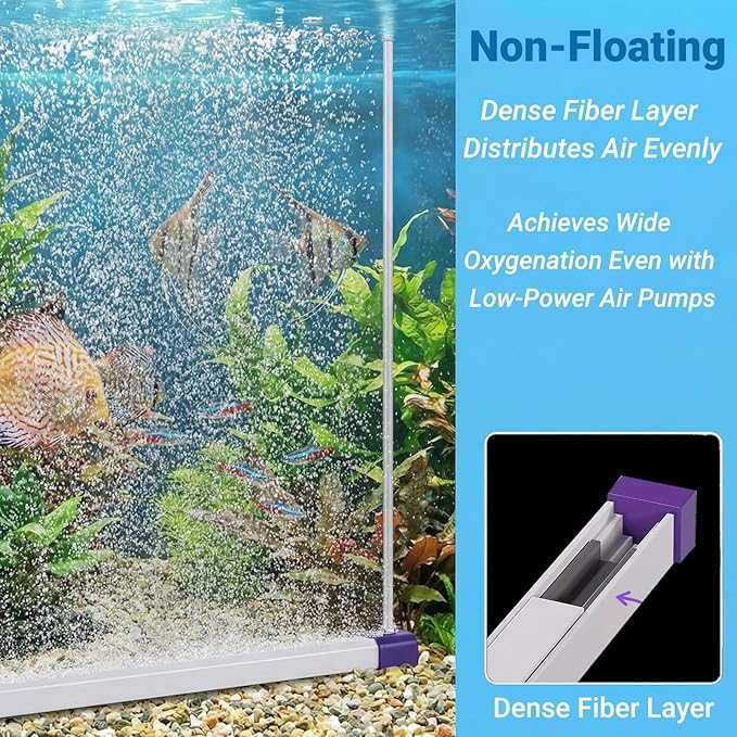 Aquarium Bubble Bar, 27.6 Inch Curtain Wall, Quiet Oxygen Diffuser, Fine Air Stone Bar for Freshwater Saltwater Fish Tanks, Fish Tank Bubbler Decorations