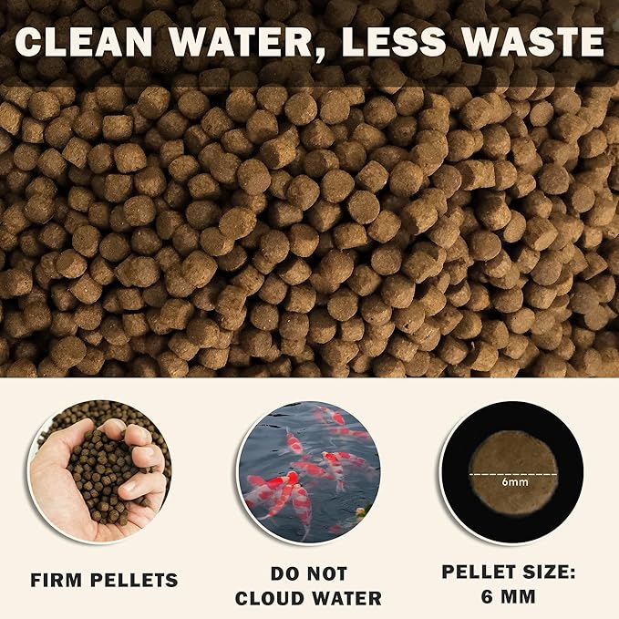 HARUTO Koi Food Growth Silk Worm 11lb – High Protein Floating Pellets for Fast Growth, Strong Body & Bones, Immune Support, Clear Water Formula for Koi Fish Pond