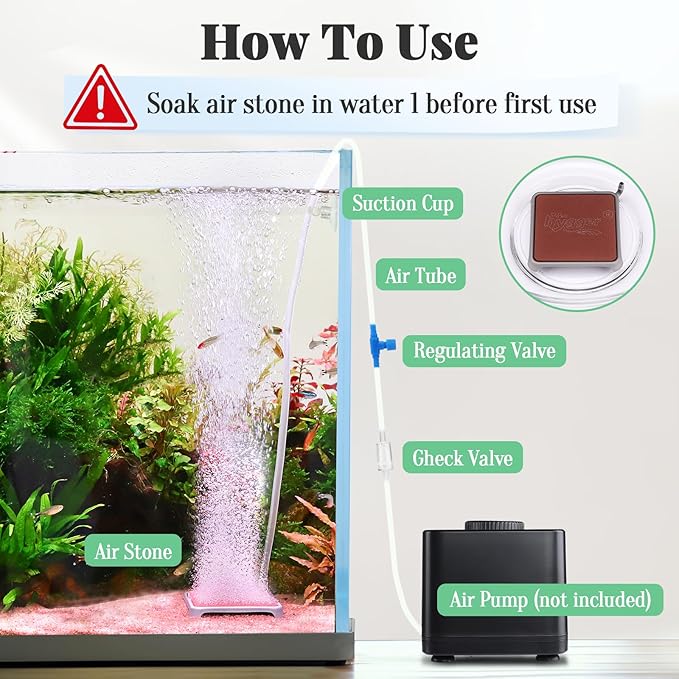 hygger Aquarium Air Stone, 3.23 Inch Nano Air Stone Make Super Tiny Bubble, Ultra Quiet Dissolved Oxygen Diffuser Small Airstone with Stainless Steel Base for Aquarium, Fish Tank & Hydroponic, Square