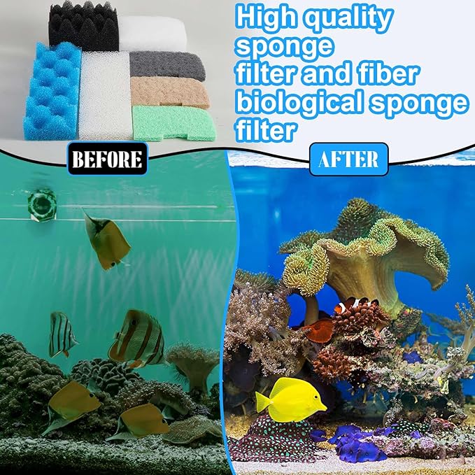 Threlaco 74 Pcs Filter Media Compatible with Fluval 306/307, Aquarium Replacement Media Kit, Foam, Activated Carbon, Nitrite/Phosphate/Ammonia Remover, Towel, Grease, Mesh Bags