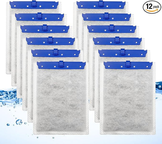 12-Pack Large Filter Cartridges for Tetra Whisper Bio-Bag Filters, Large Aquarium Replacement Filter Cartridge for Whisper 20i, 40i, IQ20/30/45/60, PF20/30/40/60 Power Filters