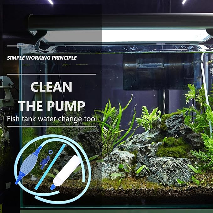Aquarium Gravel and Water Changer Tool Large Blue Sturdy Siphon Sand Washing Equipment for Fish Tank Cleaning and Maintenance