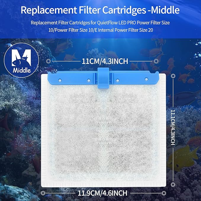 10 Pack Medium Replacement Filters Cartridges for QuietFlow,Replacement Filter Cartridges with QuietFlow LED PRO Power Filter Size 10