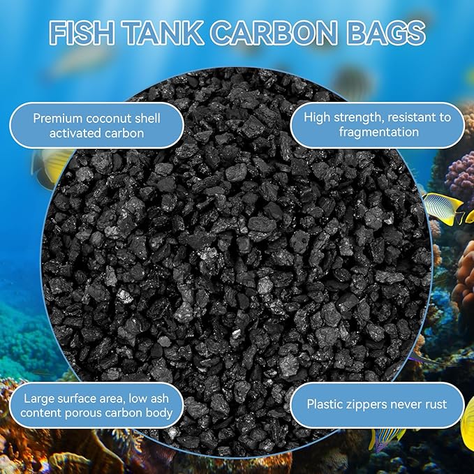 6 Pack Aquarium Activated Carbon Bags, Chemical Aquarium Filter Media, Activated Charcoal Fit for Marineland All C-Series and Magniflow Canister Filters, Rite-Size S, T and X, Fish Tank Carbon Filte