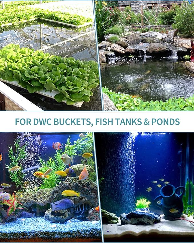 Pawfly Aquarium Air Stone Bubbler 2 Inch, Oxygen Diffuser Airstone for Air Pump Fish Tank Bucket Pond and DWC Reservoir, 8 Pack