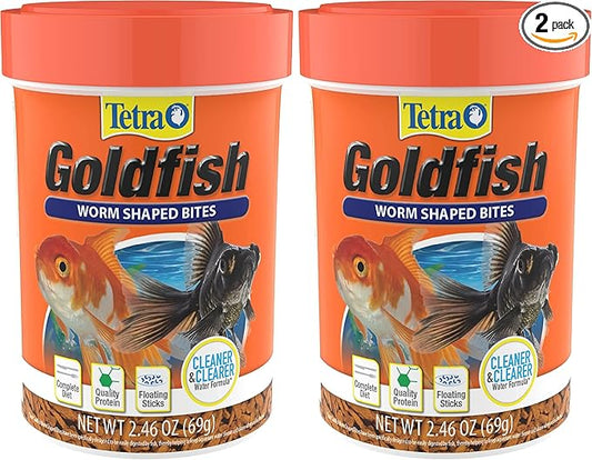 Tetra Goldfish Worm Shaped Bites Fish Food, 2.46 Oz., Complete Food for All Goldfish (Pack of 2)