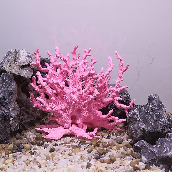 VOCOSTE Coral Reef Decor, Mini Faux Coral Decor for Aquarium Decorations, Pink,6.3"x5.31"