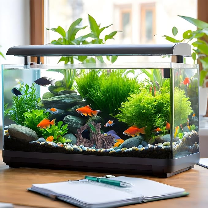 RUIAN Aquarium Tree Root Decor with Plants-Betta Fish Tank Ornament, Realistic Brown&Green Resin Hideaway Shelter for Small Fish(O Tree Root)
