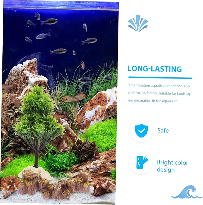 1pc Lifelike Christmas Tree Aquatic Plants for Fish Tank Decor Aquarium Landscaping Vivid Fake Water Plants for Home Desktop Aquarium Decoration