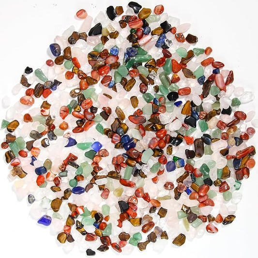 Crystal Chips Stone Pebbles 1 Lb/465g Natural Quartz Stones Aquarium Gravel Sea Glass Rock Sand for Crafts, Vases Filler, Succulent Plants, Aquarium Gravel Rocks, Fish Tank (Mixed, One-Size)