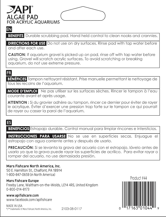 API Aquarium Pharmaceuticals 44 Hand Held Pad for Acrylic Aquariums