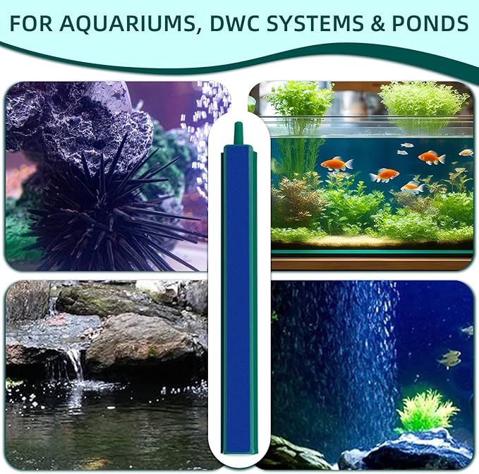 Saim Aquarium Air Stone Bar Bubbler 5.9 Inch, Bubbler Stone with Plastic Base, 9.8ft Airline Tubing with 3 Piece Suction Cup for Fish Tank, Air Stone Bar, 2 Pack