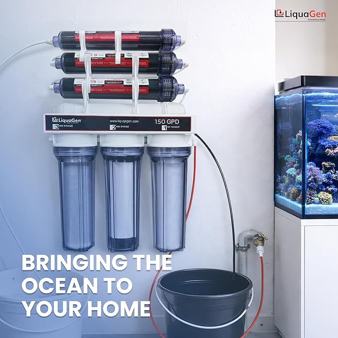 LiquaGen- Heavy Duty & High Capacity- 7 Stage Aquarium Reef & Deionization Reverse Osmosis Water Filtration System (RODI) - 150 GPD | 0 PPM/TDS | Water Dispenser for Fish Tank with Filter's Included