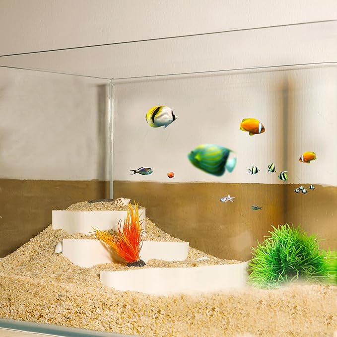 Fish Tank Sand Accumulation Decoration Aquarium Gravel Landscaping Decoration Under Gravel Viewing Playing Decoration for Fish,Shrimp and Other Aquatic Animals (White,Style 4)