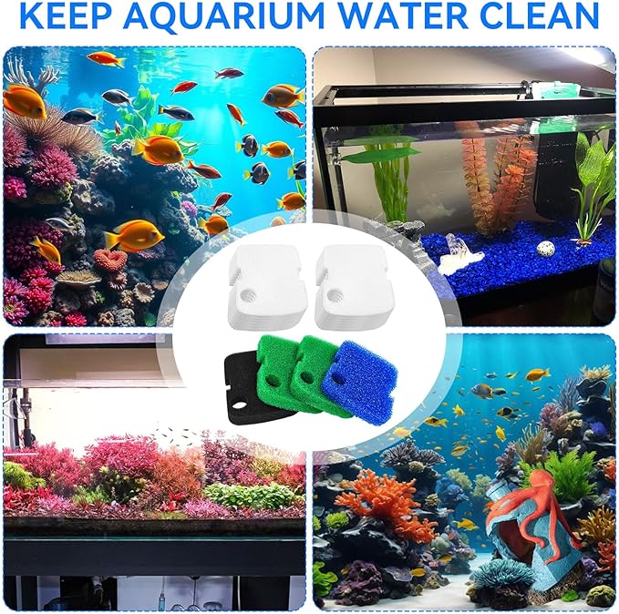 Canister Filter Replacement for Penn Plax 700/1000 CCF2UL/CCF3UL Canister Filter Aquarium Canister Filter Parts Bio Floss Sponge Compatible with Cascade 1000 Filter for Aquariums Fish Tank 16 Pack